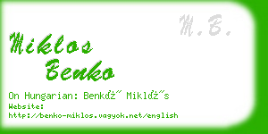 miklos benko business card